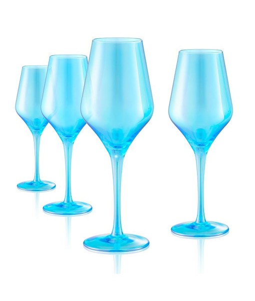 Set of 4 16oz. Luster Turquoise Goblets