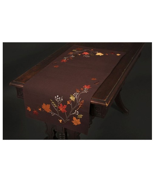 Autumn Branches Embroidered Fall Table Runner  36