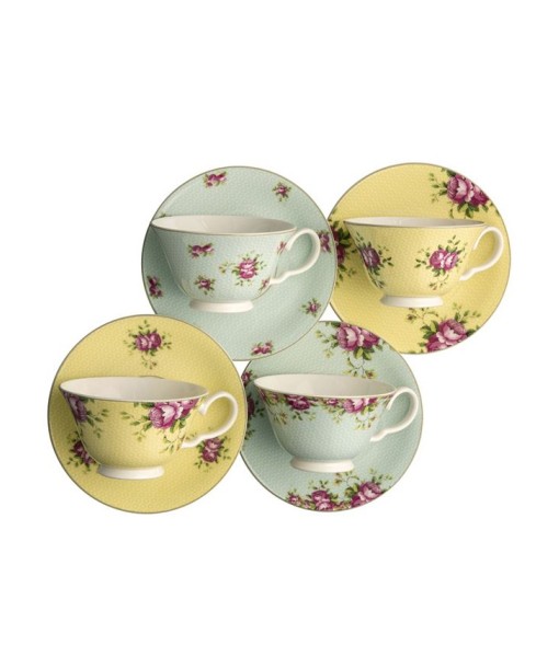 Archive Rose Teacups and Saucers  Set of 4