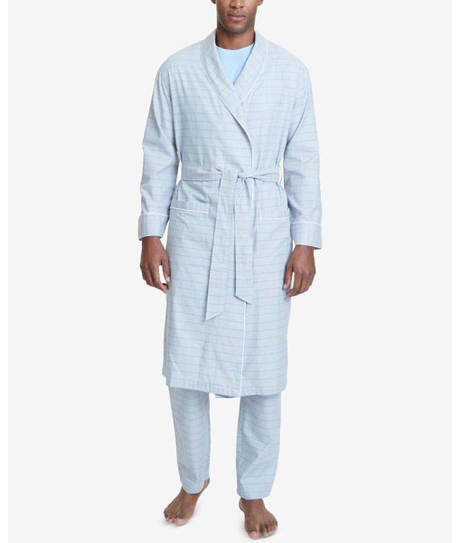 Men's Windowpane Plaid Cotton Robe