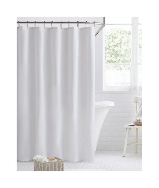 Basics Splash Guard Waterproof White Fabric Shower Curtain Liner With Rust Proof Metal Grommets - Standard Size