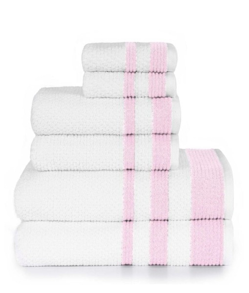 Sapphire Resort Caycee Textured Vintage Border Ensemble 6 Piece Towel Set